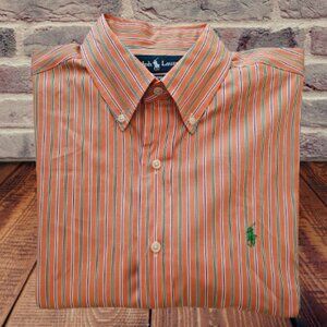 RALPH LAUREN CLASSIC FIT MEN LONG SLEEVE STRIPE DRESS SHIRT - SIZE MEDIUM